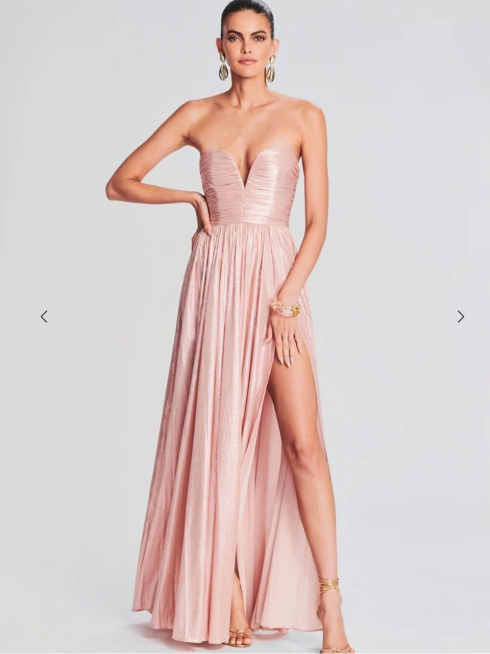 Retrofete Madeleine Dress Blush Strapless Ruched Evening Gown S